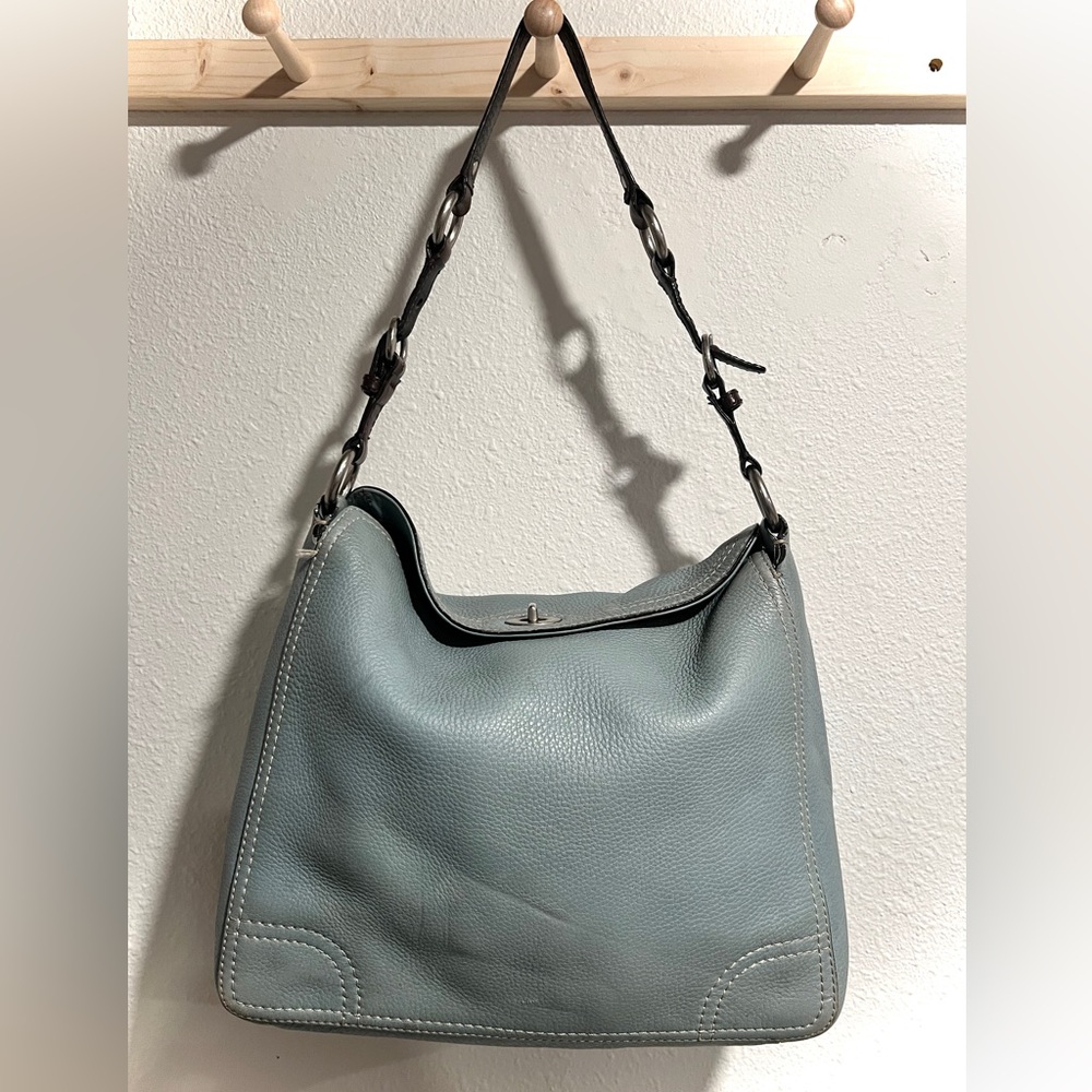 COACH Chelsea Hobo Bag Teal Pebbled Leather Turn Lock Shoulderbag #D0782-F12338